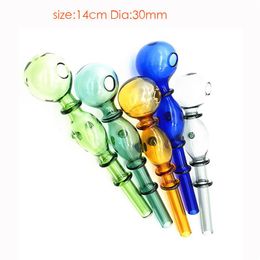 Wholesale Colorful double bubble 14cm straight Glass Oil Burner Pipes Water Pipes Oil tube Rigs bong for smoking
