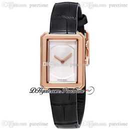 Boy-Friend H4886 Swiss Quartz Womens Watch Medium 18K Beige Gold Silver Dial Leather Strap Ladies Watches Puretime F01b2