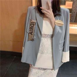 Accessories Suits Blazer Women OL Stylish Jacket Coat Elegant Full Sleeve Notched Collar Office Ladies 210601