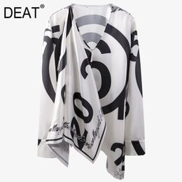 Fashion Printed Digital Design Asymmetric Scarf Collar Loose Pullover Shirt For Women Spring And Summer GX1210 210421