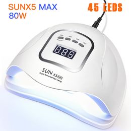 80W UV LED Nail For All Gels Polish Sun Light Lamp Dryer Infrared Sensing Timer Smart LCD Display Manicure