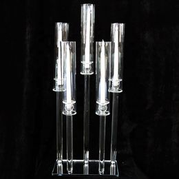 Deceration bridal shower acrylic weddings centerpiece candlestick candles stick holder taper candle holder centerpieces for wedding table senyu684