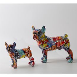 Creative Nordic Painting Graffiti french bulldog Creative Resin Crafts Home Decoration Crafts Gift Office Resin Crafts 210811