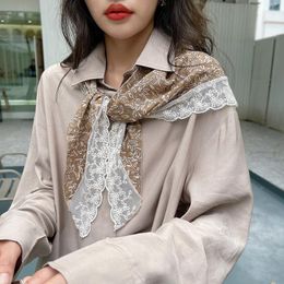 Bow Ties Lace Floral Shirt Fake Collars Shawl Vintage Printed Detachable Collar Ladies Shoulder Wrap Scarf Female False