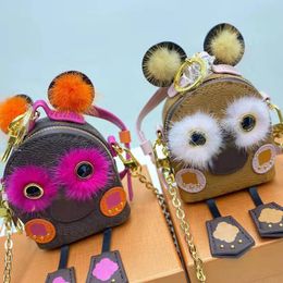 Designer Women Owl Coin Purses Wallet Paris Brand Backpack Design Old Flower Printed Key Buckle Pouch Genuine Leather Crossbody Shoulder Bag Luxurys Designers Bags