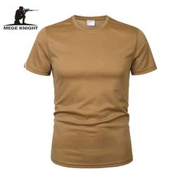 MEGE Brand Military Clothing Tactical Men's Tee Shirt Round Neck Solid Shirt Short Sleeve Breathable quick-drying Casual Shirt G1222