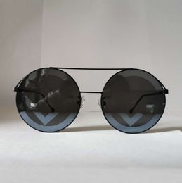 Round Sunglasses 0285 Black Grey Mirror Lens Fashion Sun Glasses for Women Men gafa de sol with Box