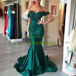 Emerald Green Bridesmaid Dresses 2021 With Ruffles Mermaid Off Shoulder Wedding Gust Dress Junior Maid Of Honour Gowns 328 328