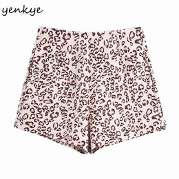 Vintage Animal Print Shorts Women Back Zipper High Waist Fashion Short Femme Summer pantalones cortos 210514