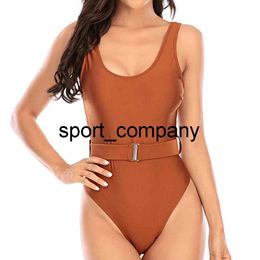2021 Vintage One Piece Swimsuit Women Belt Swimwear Summer Beach Wear Classic Slimming Bathing Suit Backless Bodysuit