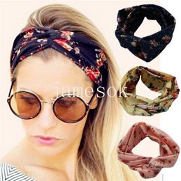 Party Favour Kerchief Cross Hairs Bands Sports Absorb Sweat 38 Styles Flowers Print Hairlace Fitness Yoga Soft Cotton Hair Band db884