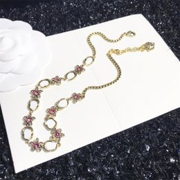 Ladies Diamond Letter Floral Chain Necklace With Box Crystal Bling Trendy Jewellery Festival Party Gift Necklaces Exquisite Charm Chains