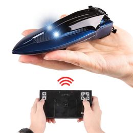Electronics Robots 2.4g wireless mini remote control speedboat with light charging remotes control boat children's electric simulation model toy