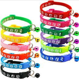 Puppy Cat Dog Collar 12 Styles Breakaway Adjustable Cats Collars Dogs with Bell Bling Paw Charms Pet Decor Supplies