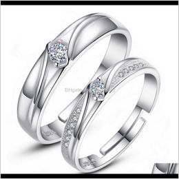 Cluster Rings Drop Delivery 2021 Sier Beauty Micro Inlaid Zircon Full Diamond Simple Jewellery Lovers Ring Women And Men Valentines Day Gift Lj