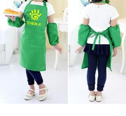 2021 new 10 Colours free delivery children's apron pocket craft cooking baking art painting children's kitchen dining bib pocket FAST SHIP