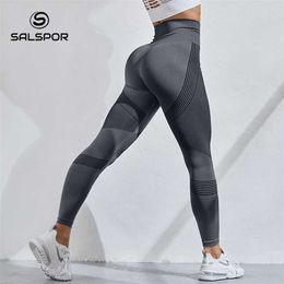 SALSPOR High Waist Abdomen Stretch Push UP Leggings Women Fitness Seamless Quick Dry Slim Jogging Leggins Women Clothing 211130