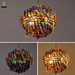 Modern industrial chandelier Nordic loft Pendant Lamp Creative Feather Ceiling Droplight for bars and restaurants