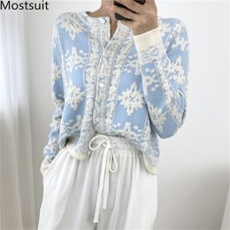 Autumn Stereoscopic Floral Korean Cardigans Sweaters Women Long Sleeve Single-breasted Tops Vintage Elegant Ladies Cardigan 211103