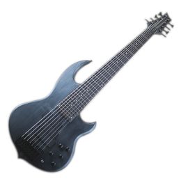 Factory Outlet-8 Strings Matte Black Neck-thru-body Electric Bass Guitar with 24 Frets,Rosewood Fretboard