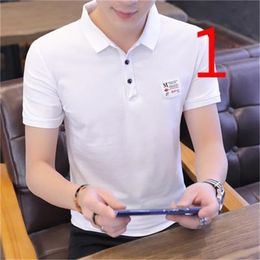 T-shirt men's Korean version of the self-cultivation spring half-sleeved embroidery mercerized cotton tide 210420