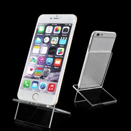 50Pcs Clear Acrylic Mobile Cell Phone Display Stand Holder Racks Universal Stand Phone For Samsung phone X 11 12 Promax