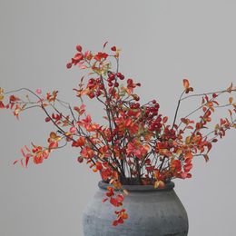 -Chinesische Zen-ähnliche rote Blätter Zweige Rattans Simulationspflanzen Blütenarrangements Materialien tote Dekoration Einrichtung dekorativer Blüten