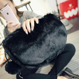 Shopping Bags UK Cross Over Body Bag Ladies Shoulder Faux Fur Handbag Purse Women Messenger