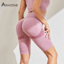 Seamless Shorts for Women High Waist Cycling Short Femme Fitness Stretch Sporty Tight Woman Workout 210611