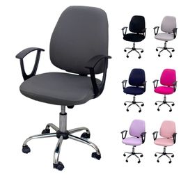 Solid Colour Office Chair Cover Sectional Elastic Computer Covers Spandex Stretch Print Rotating Lift Seat Slipcovers Decor 211116