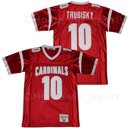 Mentor Football 10 Mitchell Trubisky High School Jersey Red Team Colour Pure Cotton Stitched Breathable Men Sport Top On Sale