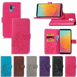 Imprint Clover Wallet Cases With Card Slot For LG Stylo 6 7 5G K61 K51S K20 K30 K40 K22 K42 K52 K53 K92 Velvet 2 Pro Flower Lace Embossing