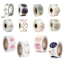 Thank You Round Adhesive Stickers 1 Inch 2.5cm 500 Pcs Roll Baking Wedding Decoration Gift Box Label Diy Envelope Seal