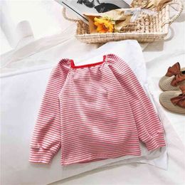 Gooporson Autumn Kids Clothes Stripes Long Sleeve Shirt Korean Fashion Little Girls Costume Fall Children Tops Cute Undershirt 210508