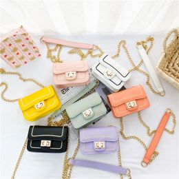 Summer girls candy Colours princess handbags kids PU casual one shoulder purse children small square bag chain messenger bags F321