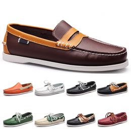 Fifty-one Mens casual shoes leather British style black white brown green yellow red fashion outdoor comfortable breathable