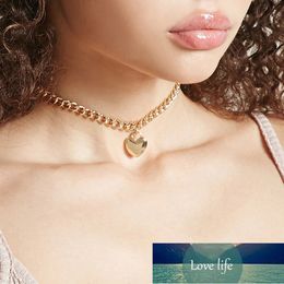 New Arrival Fashion Neck Chain Cute Heart Lock Necklace Gold Silver Colour Choker Necklace Pendant Women Accessories