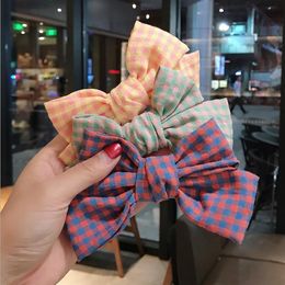 Hair Clips & Barrettes 2021 Korean Style Net Bow Hairpins For College Girls Small Lattice Hairpin Bowknot Duck Clip Headdress Women