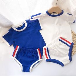 baby girls designer clothing sets INS summer infant cotton short sleeve T-shirt + shorts 2pcs suit fashion children striped outfits S1206