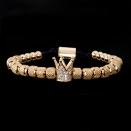 New Micro Pave CZ Crown Royal Charm Men&Women Bracelets Stainless Steel Crystals Bangles Couple Handmade Jewelry Gift