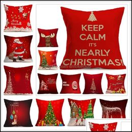 Decorations Festive Party Supplies & Garden45X45Cm Pillow Snow Xmas Style Cushion Merry Christmas Santa Claus Socks Balloon Home Decorative
