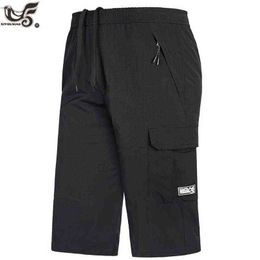 men`s casual Quick Dry Shorts Plus Size 7XL 8XL Summer Short Man Zipper Pocket Beach joggers running Shorts Men Cropped trouser H1206