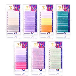 8-15mm Mix Colour Individual Eyelashes DIY False Eyelash Extension High Quality Soft Synthetic Fibre Handmade Rainbow Lashes Makeup Tool