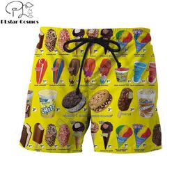 PLstar Cosmos Brand clothing summer Harajuku Men Casual Shorts Food Ice cream / macaron 3D Print Unisex Cool 210714