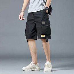 Summer Casual Shorts Men Pockets Black Cargo Pants for Male Fashion Daily Sport Streetwear Techwear Army Beach 210716