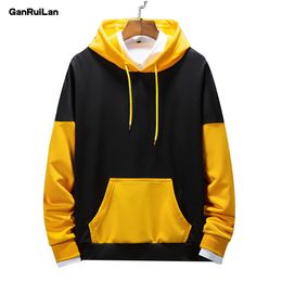 Style Fashion Hoodie Streetwear Hip Hop Patchwork Hooded Jersey Hoody Men's Hoodies Drawstring Pocket Sweatshirts Plus Size 210518