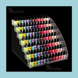 Jewellery Jars Packaging & Display Acrylic Nail Polish Organiser 2-3-4-5-6-7 Layer Manicure Cosmetics Stand Holder Clear Makeup Box Drop Deliv