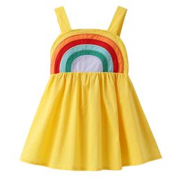 Toddler Baby Girl Backless Rainbow Sling Dress Casual Holiday Summer Outfits New princess children clothes Q0716