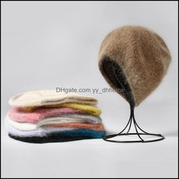 Beanie/Skl Caps Hats & Hats, Scarves Gloves Fashion Accessories Visr10 Colours Solid Colour Rabbit Fur Winter Beaniesfor Woman Long Hair Warm