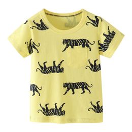 Jumping meters Summer 100% Cotton Boys Girls T shirts Print Baby Clothes Selling Tees Animals Kids Tops 210529